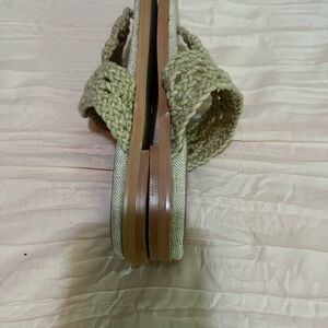 Beige Woven Slip-On Sandals